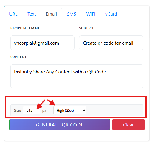 Customize email QR code style and color
