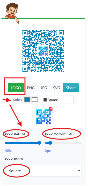Customize text QR code style and color