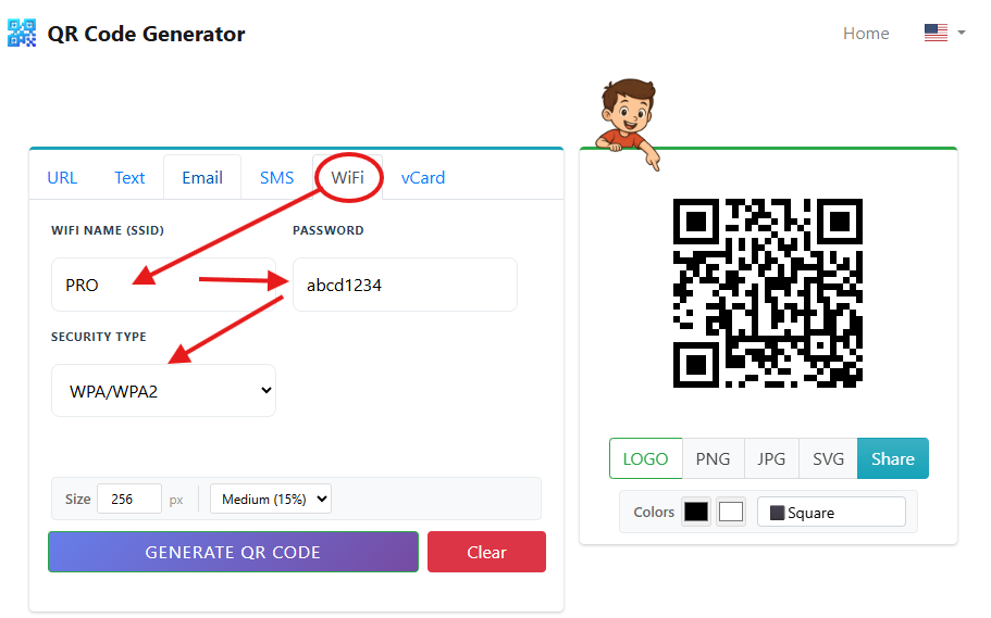 Enter WiFi network details